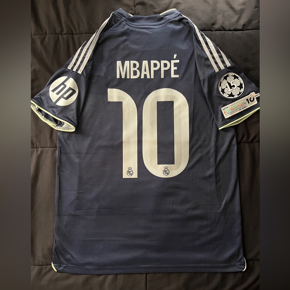 Mbappe #10 Madrid UCL M-XL Away Soccer Jersey Navy Black 2025 Mbappé